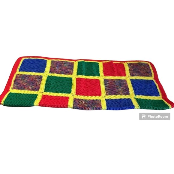 Handmade Crocheted Granny Square Afghan Sofa Throw Retro - Picture 3 of 6